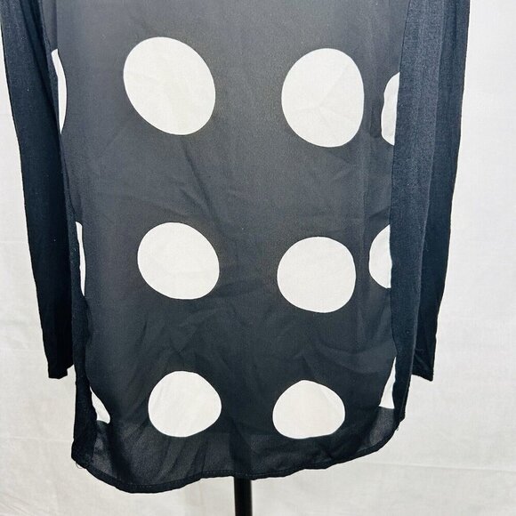 Allison Taylor Blouse Top Long-Sleeve Dot Print Size M Rayon Blend Stretch - Picture 3 of 6